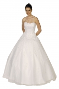 Ball gown sweetheart floor length appliques white prom dress