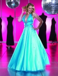Lovely ball gown halter top floor length beading prom dress