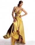 deep v-neck floor length taffeta beading Prom Dress