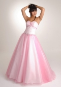 Romantic sweetheart floor length appliques pink prom dress