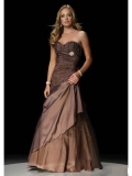 brown strapless sweetheart drop waist vintage prom dresses