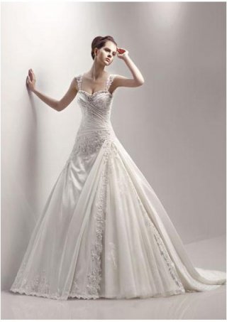2010 New Bridal Dress Taffeta Sweetheart Neckline with Cap Sleev (wd00027)