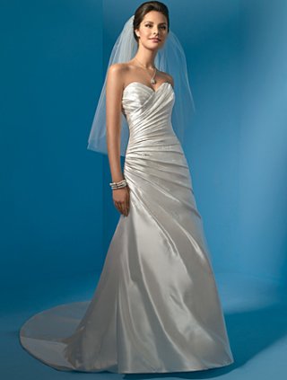 A-line sweetheart strapless Chapel Train Satin Wedding Dresses (ST0062)