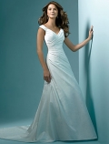 Hug The Shoulder Chapel Train Taffeta Wedding Dress (ST0059)