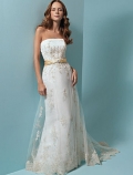 A-line strapless Chapel Train Wedding Dresses (ST0057)
