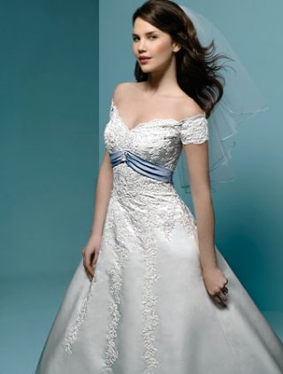 A-line Off-the -shoulder Semi-Cathedral Train Wedding Dresses (yz0278)