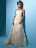 A-line strapless Chapel Train Wedding Dresses (ST0056)