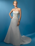 A-line strapless Chapel Train Wedding Dresses (ST0055)