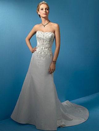 A-line strapless Chapel Train Wedding Dresses (ST0055)