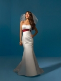 A line Strapless Chapel train Wedding Dress (ST0048)