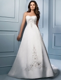 A line Strapless Chapel Train Wedding Dress (ST0042)