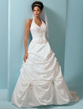 A line Halter Chapel Train Wedding Dress (ST0033)