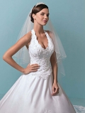 A line HalterCastillion Train Wedding Dress (yz0208)