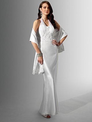 Slim line Halter Chapel Train Wedding Dress (yz0214)
