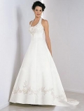 A-line Halter Chapel Train Satin Wedding Dresses (SV0217)