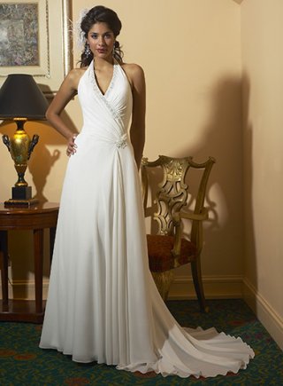 A-line Halter TSweep rain Chiffon Wedding Dresses (yz0230)