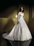 A-line Lace Sleeves Ballgown Satin Wedding Dresses (SV0209)