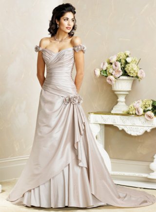 A-line Off the shoulder Sweetheart Taffeta Wedding Dresses (yz0280)