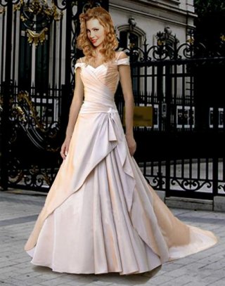 A-line Off-the-shoulder Chapel Train Wedding Dresses (yz0284)