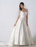 A-line Spaghetti Chapel Train Satin Wedding Dresses (SV0186)