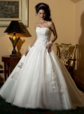 A-line Strapless Ballgown Satin Wedding Dresses (SV0174)