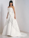 A-line Strapless Chapel Train Lace Satin Wedding Dresses (SV0143)