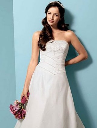 A-line Strapless Chapel Train Satin Wedding Dresses (SV0129)