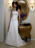 A-line Strapless Chapel Train Satin Wedding Dresses (SV0125)