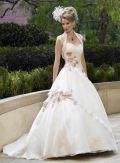 A-line Strapless Chapel Train Satin Wedding Dresses (SV0122)