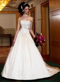 A-line Strapless Chapel Train Satin Wedding Dresses (SV0116)