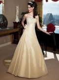 A-line Strapless Chapel Train Satin Wedding Dresses (SV0115)