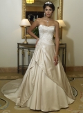 A-line Strapless Chapel Train Satin Wedding Dresses (SV0111)