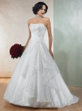 A-line Strapless Chapel Train Satin Wedding Dresses (SV0105)
