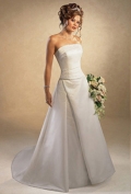 A-line Strapless Chapel Train Satin Wedding Dresses (SV0102)