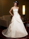A-line Strapless Chapel Train Satin Wedding Dresses (ms0314)