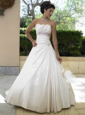 A-line Strapless Chapel Train Satin Wedding Dresses (ms0313)