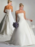 A-line Strapless Chapel Train Satin Wedding Dresses (ms0307)
