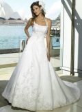 A-line Strapless Chapel Train Satin Wedding Dresses (ms0303)