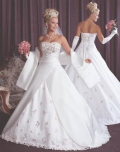 A-line Strapless Chapel Train Satin Wedding Dresses (ms0302)