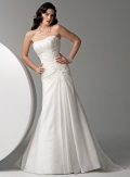 A-line Strapless Chapel Train Satin Wedding Dresses (ms0273)
