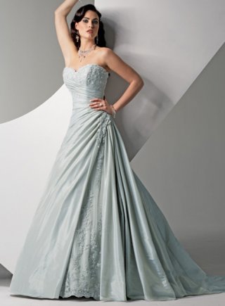 A-line Strapless Chapel Train Satin Wedding Dresses (ms0269)