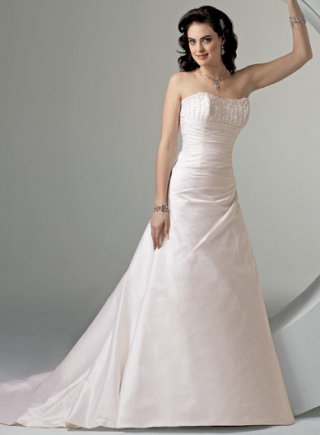 A-line Strapless Chapel Train Satin Wedding Dresses (ms0263)