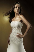 A-line Strapless Chapel Train Satin Wedding Dresses (ms0218)