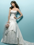 A-line Strapless Chapel Train Taffeta Wedding Dresses (ms0209)