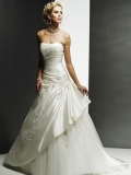A-line Strapless Chapel Train Taffeta Wedding Dresses (ms0206)