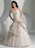A-line Strapless Chapel Train Taffeta Wedding Dresses (ms0202)