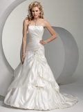 A-line Strapless Chapel Train Taffeta Wedding Dresses (ms0201)