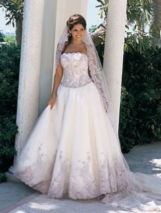 A-line Strapless Chapel Train Tulle Wedding Dresses (ms0196)