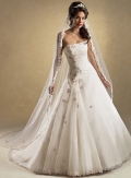 A-line Strapless Chapel Train Tulle Wedding Dresses (ms0194)