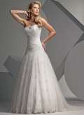 A-line Strapless Chapel Train Tulle Wedding Dresses (ms0187)